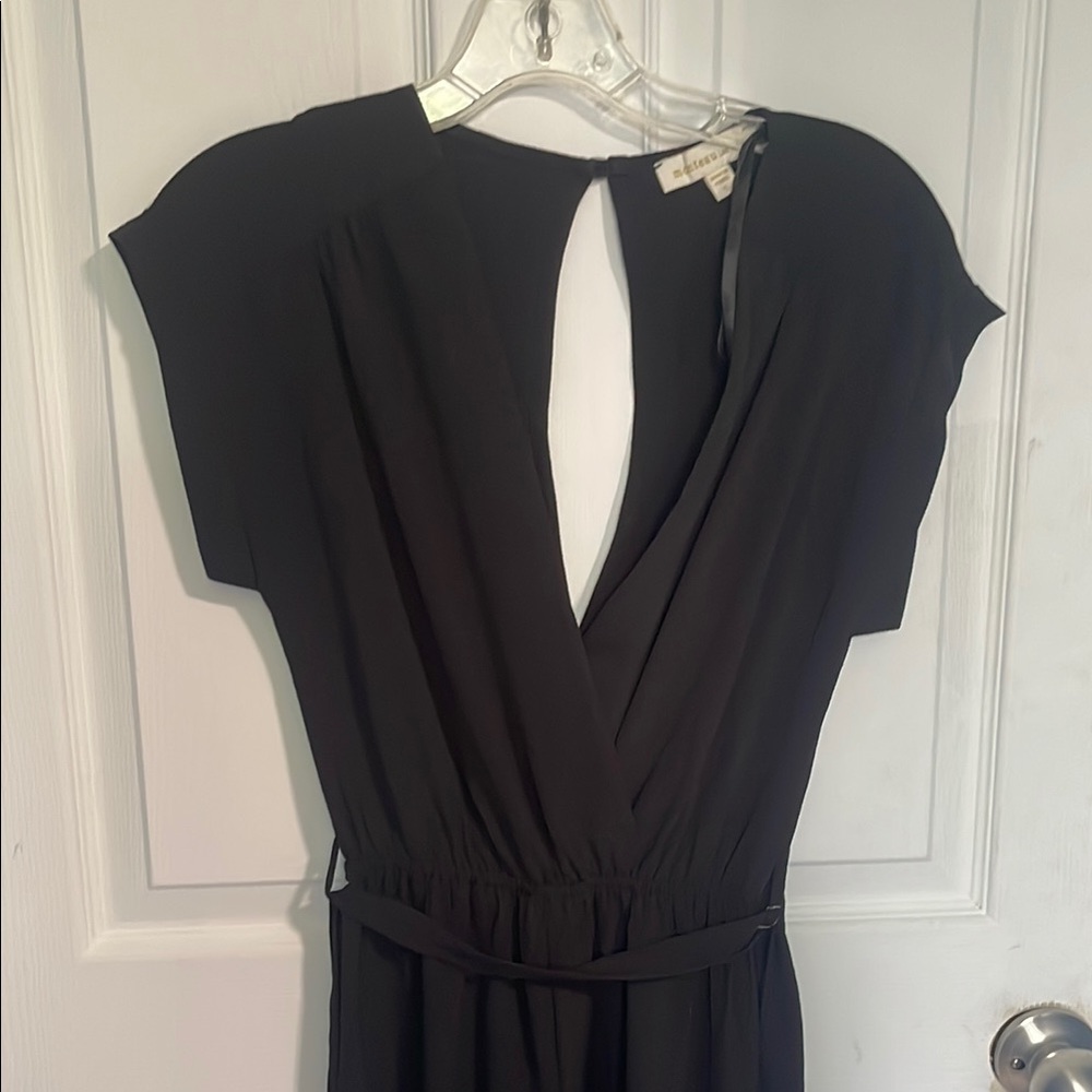 Monteau Black Wrap Jumpsuit with Tie Front